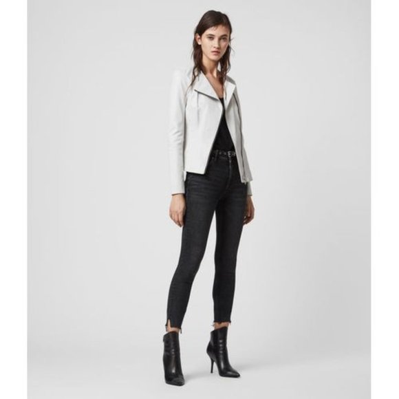 All Saints Fawn Leather Jacket - White - Picture 4 of 10